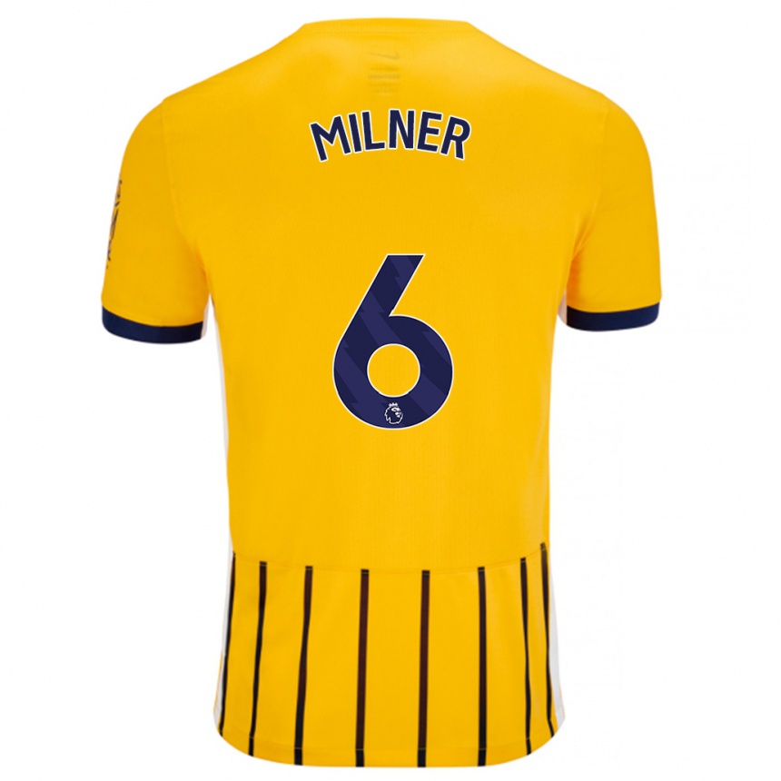 Niño Fútbol Camiseta James Milner #6 Dorado Azul Rayas 2ª Equipación 2024/25