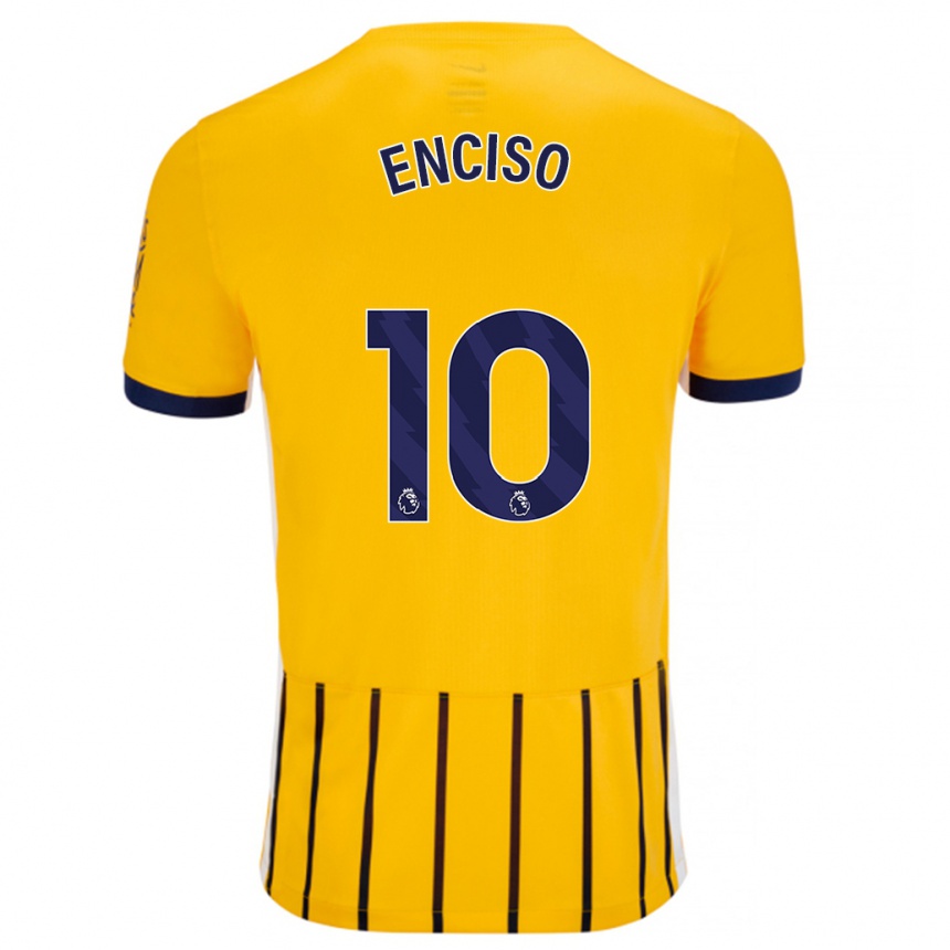 Niño Fútbol Camiseta Julio Enciso #10 Dorado Azul Rayas 2ª Equipación 2024/25