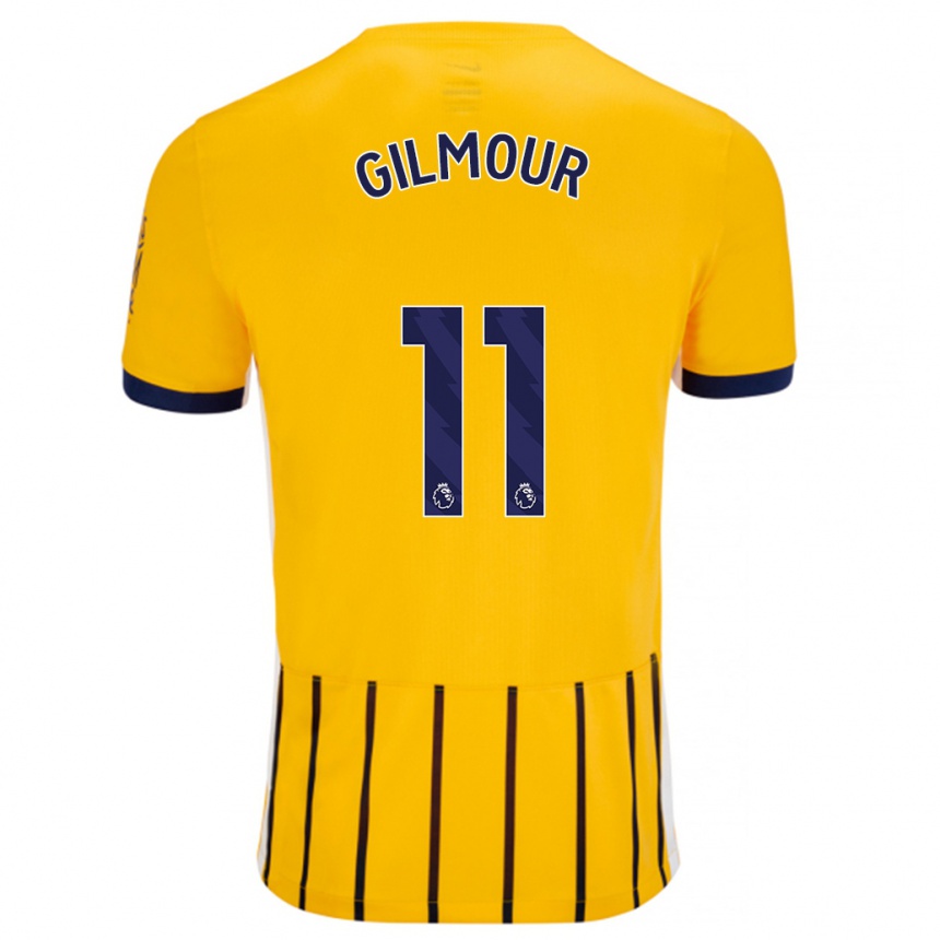 Niño Fútbol Camiseta Billy Gilmour #11 Dorado Azul Rayas 2ª Equipación 2024/25