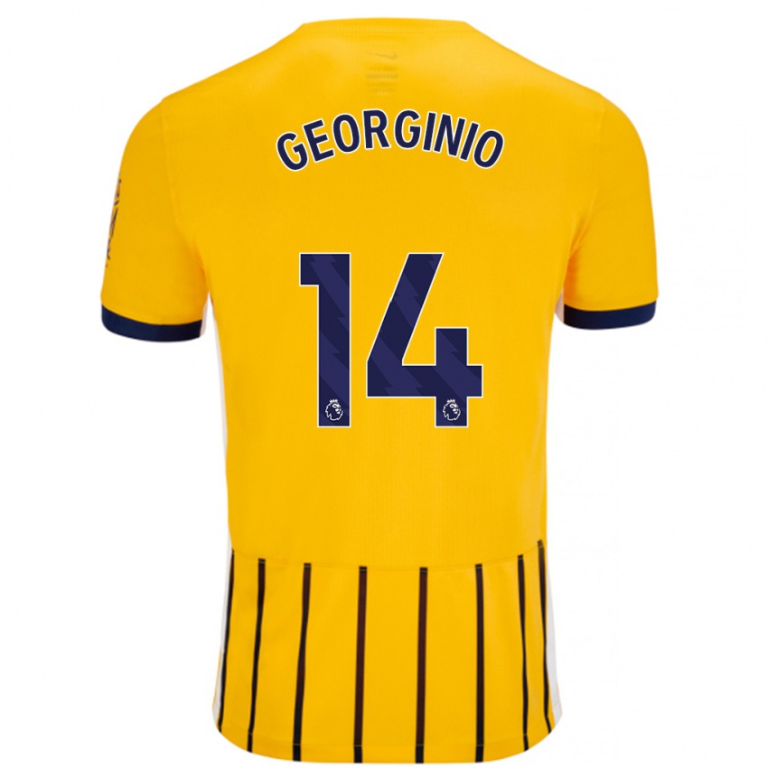 Niño Fútbol Camiseta Georginio Rutter #14 Dorado Azul Rayas 2ª Equipación 2024/25