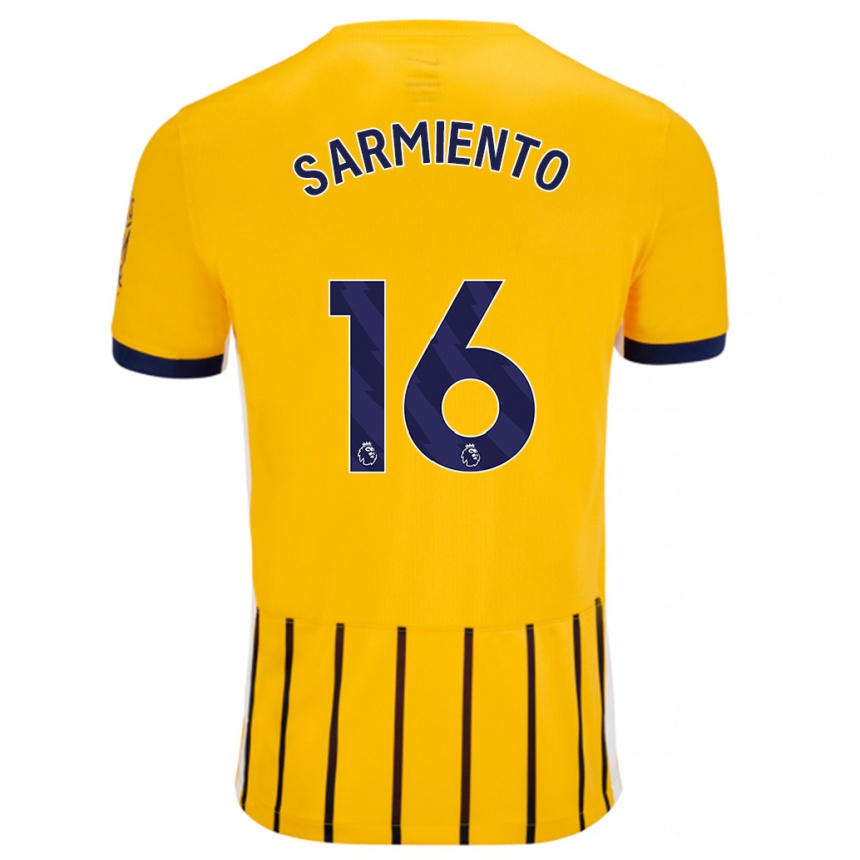 Niño Fútbol Camiseta Jeremy Sarmiento #16 Dorado Azul Rayas 2ª Equipación 2024/25