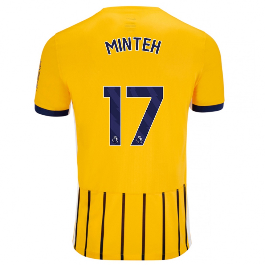 Niño Fútbol Camiseta Yankuba Minteh #17 Dorado Azul Rayas 2ª Equipación 2024/25