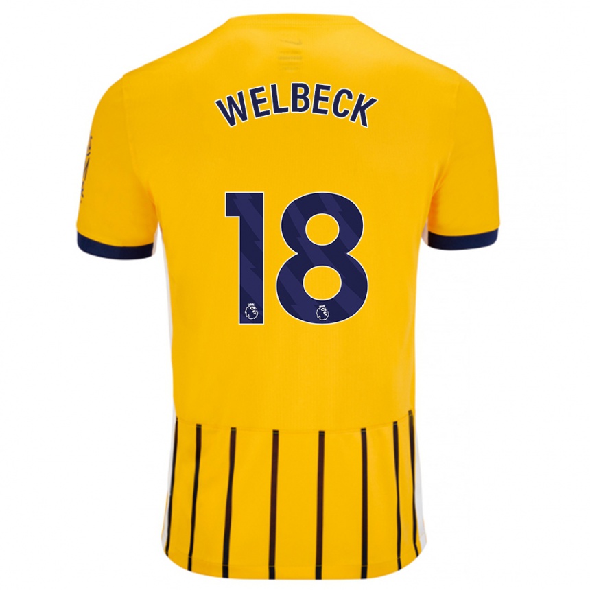 Niño Fútbol Camiseta Danny Welbeck #18 Dorado Azul Rayas 2ª Equipación 2024/25