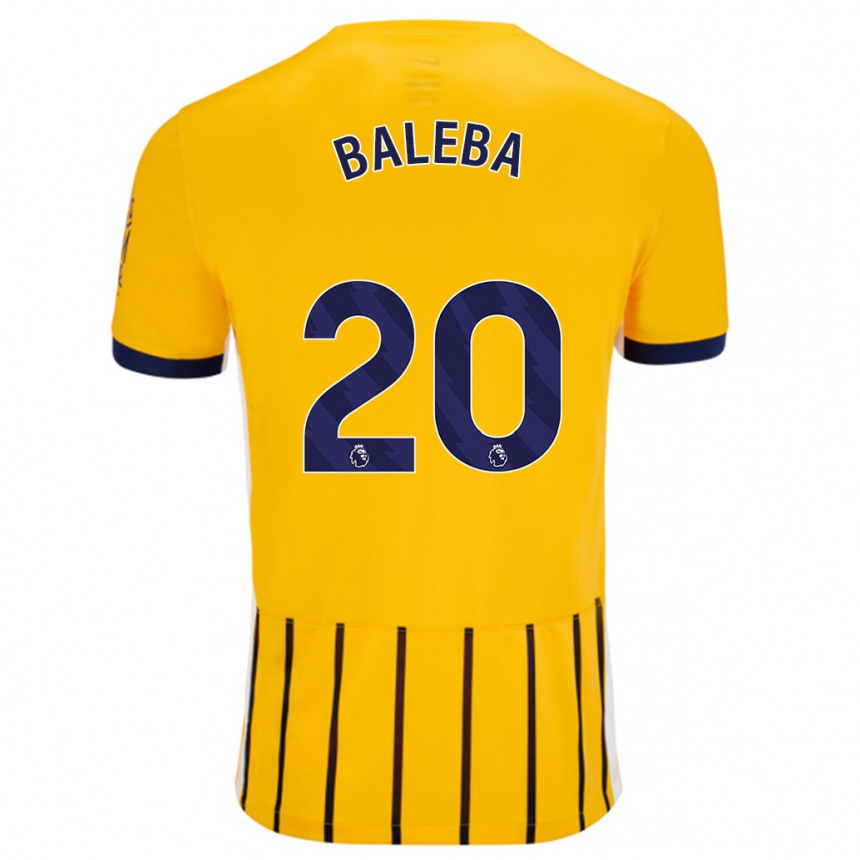 Niño Fútbol Camiseta Carlos Baleba #20 Dorado Azul Rayas 2ª Equipación 2024/25