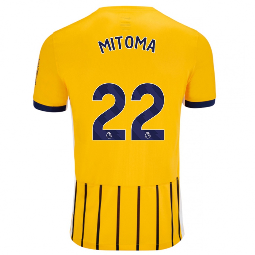 Niño Fútbol Camiseta Kaoru Mitoma #22 Dorado Azul Rayas 2ª Equipación 2024/25