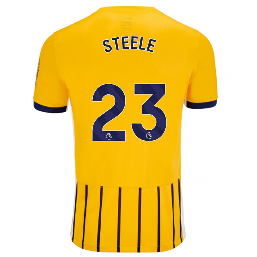 Niño Fútbol Camiseta Jason Steele #23 Dorado Azul Rayas 2ª Equipación 2024/25