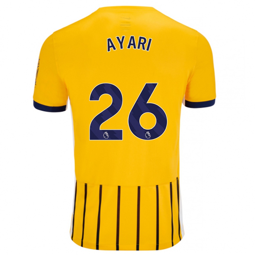 Niño Fútbol Camiseta Yasin Ayari #26 Dorado Azul Rayas 2ª Equipación 2024/25