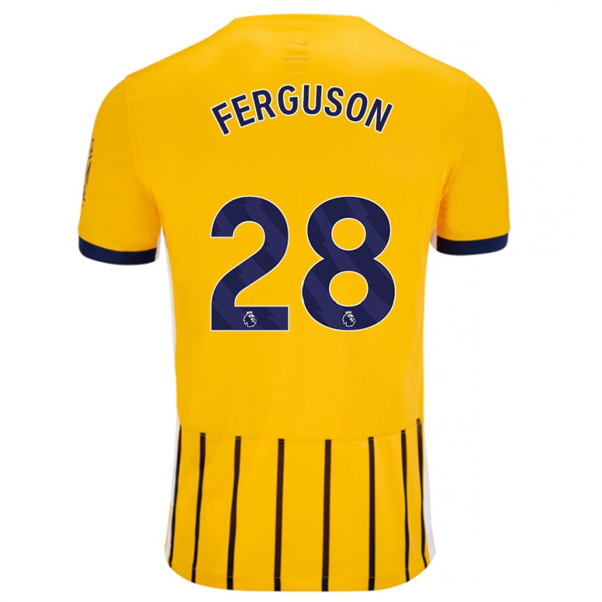 Niño Fútbol Camiseta Evan Ferguson #28 Dorado Azul Rayas 2ª Equipación 2024/25