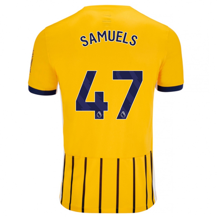 Niño Fútbol Camiseta Imari Samuels #47 Dorado Azul Rayas 2ª Equipación 2024/25