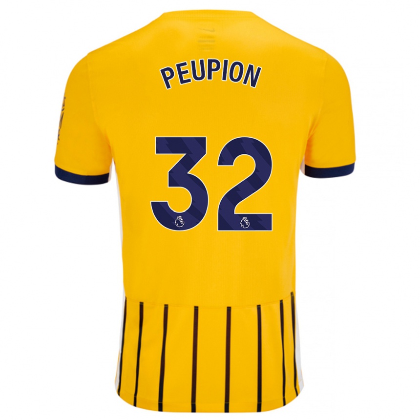 Niño Fútbol Camiseta Cameron Peupion #32 Dorado Azul Rayas 2ª Equipación 2024/25