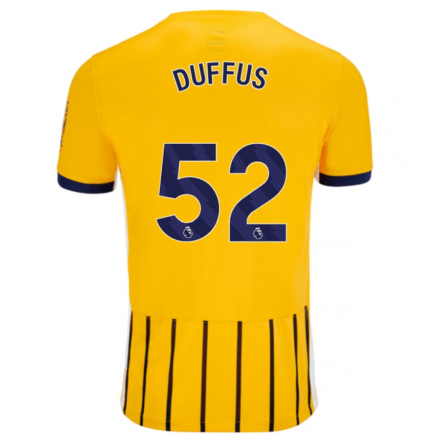 Niño Fútbol Camiseta Josh Duffus #52 Dorado Azul Rayas 2ª Equipación 2024/25