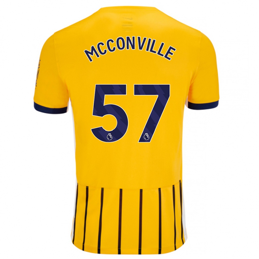 Niño Fútbol Camiseta Ruairi Mcconville #57 Dorado Azul Rayas 2ª Equipación 2024/25