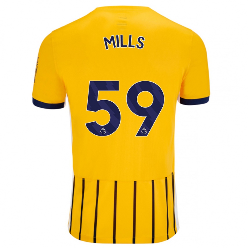 Niño Fútbol Camiseta Harry Mills #59 Dorado Azul Rayas 2ª Equipación 2024/25