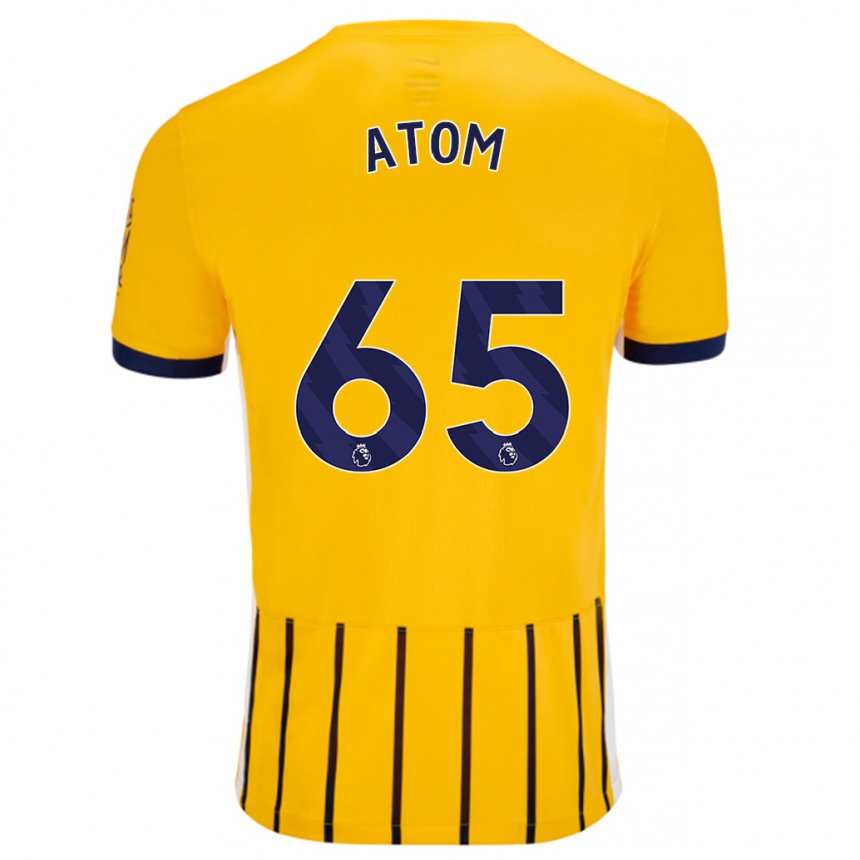 Niño Fútbol Camiseta Noel Atom #65 Dorado Azul Rayas 2ª Equipación 2024/25