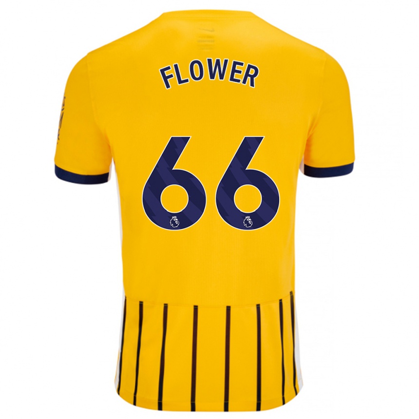 Niño Fútbol Camiseta Louis Flower #66 Dorado Azul Rayas 2ª Equipación 2024/25