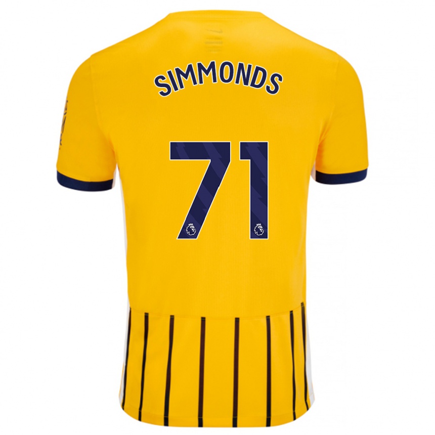 Niño Fútbol Camiseta Freddie Simmonds #71 Dorado Azul Rayas 2ª Equipación 2024/25