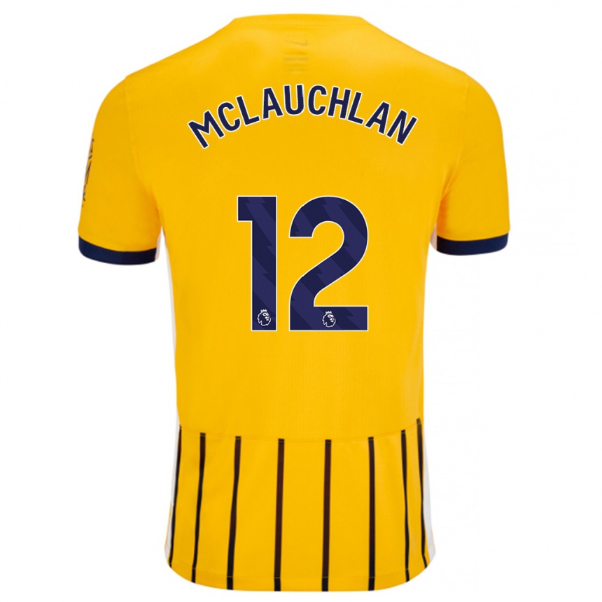 Niño Fútbol Camiseta Rachel Mclauchlan #12 Dorado Azul Rayas 2ª Equipación 2024/25