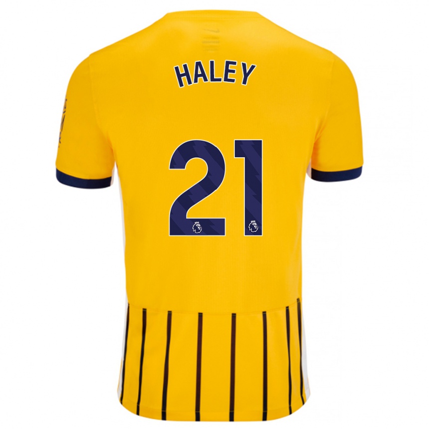 Niño Fútbol Camiseta Madison Haley #21 Dorado Azul Rayas 2ª Equipación 2024/25