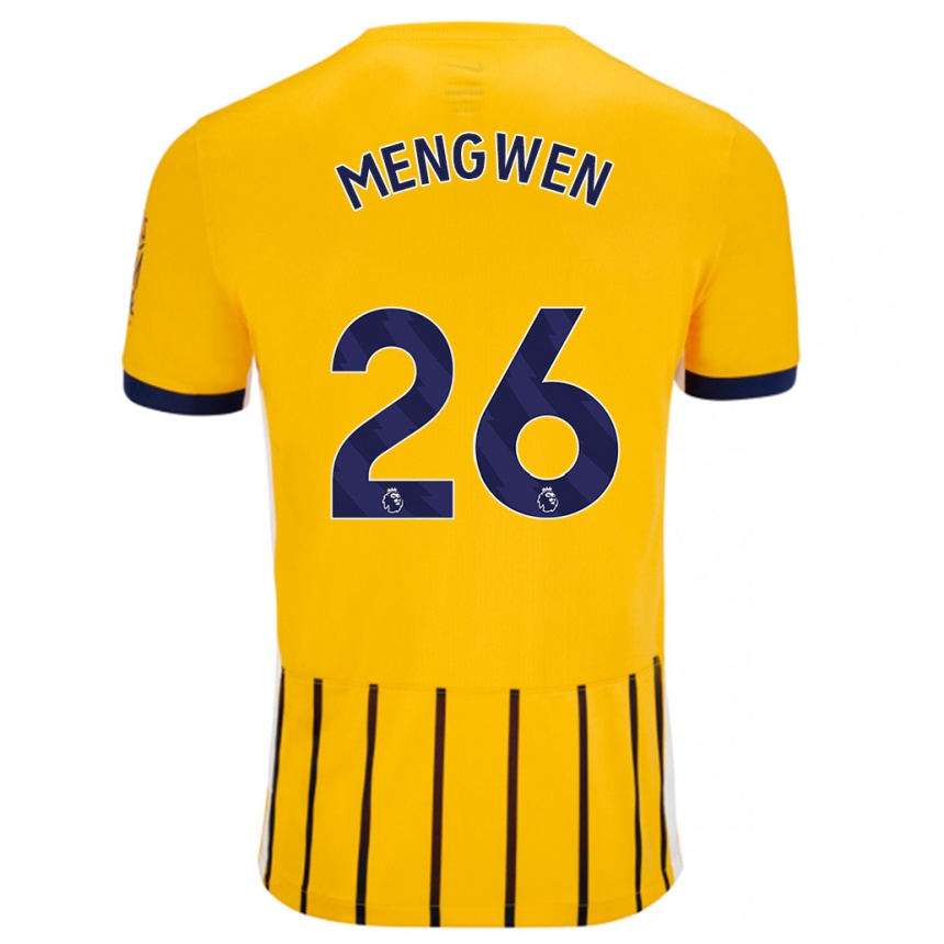 Niño Fútbol Camiseta Li Mengwen #26 Dorado Azul Rayas 2ª Equipación 2024/25