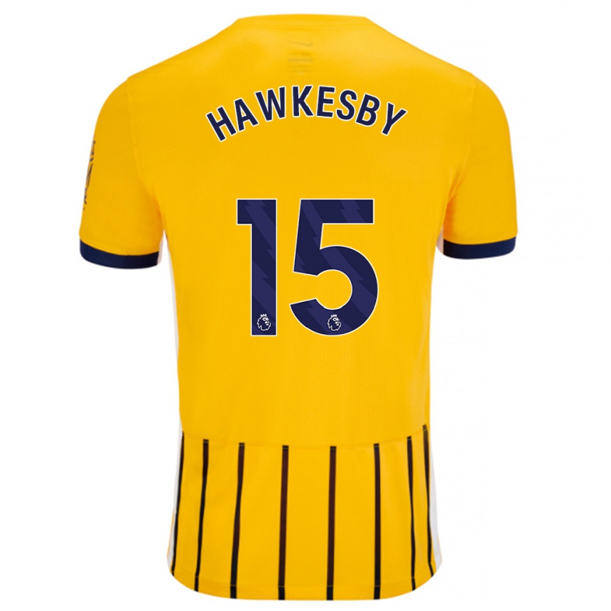 Niño Fútbol Camiseta Mackenzie Hawkesby #15 Dorado Azul Rayas 2ª Equipación 2024/25