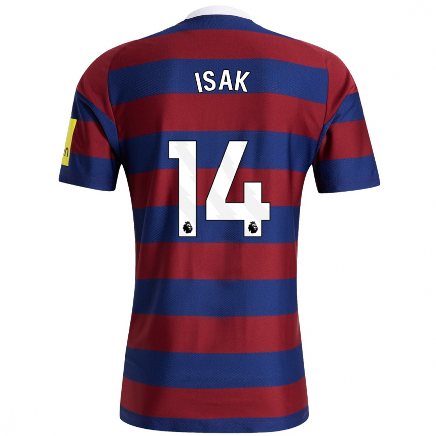 Niño Fútbol Camiseta Alexander Isak #14 Burdeos Azul Marino 2ª Equipación 2024/25