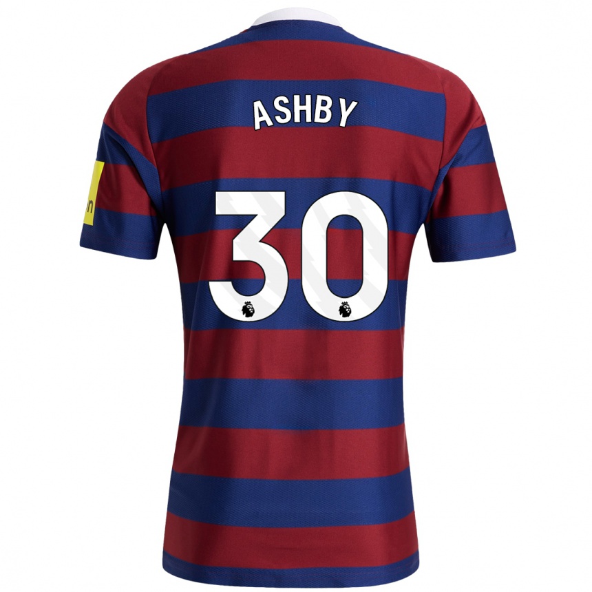 Niño Fútbol Camiseta Harrison Ashby #30 Burdeos Azul Marino 2ª Equipación 2024/25