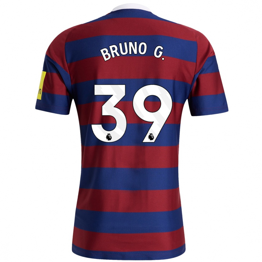 Niño Fútbol Camiseta Bruno Guimarães #39 Burdeos Azul Marino 2ª Equipación 2024/25