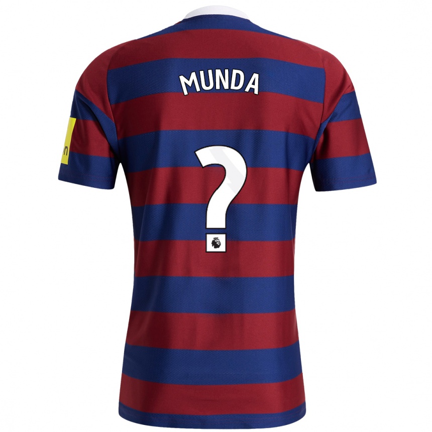 Niño Fútbol Camiseta Anthony Munda #0 Burdeos Azul Marino 2ª Equipación 2024/25