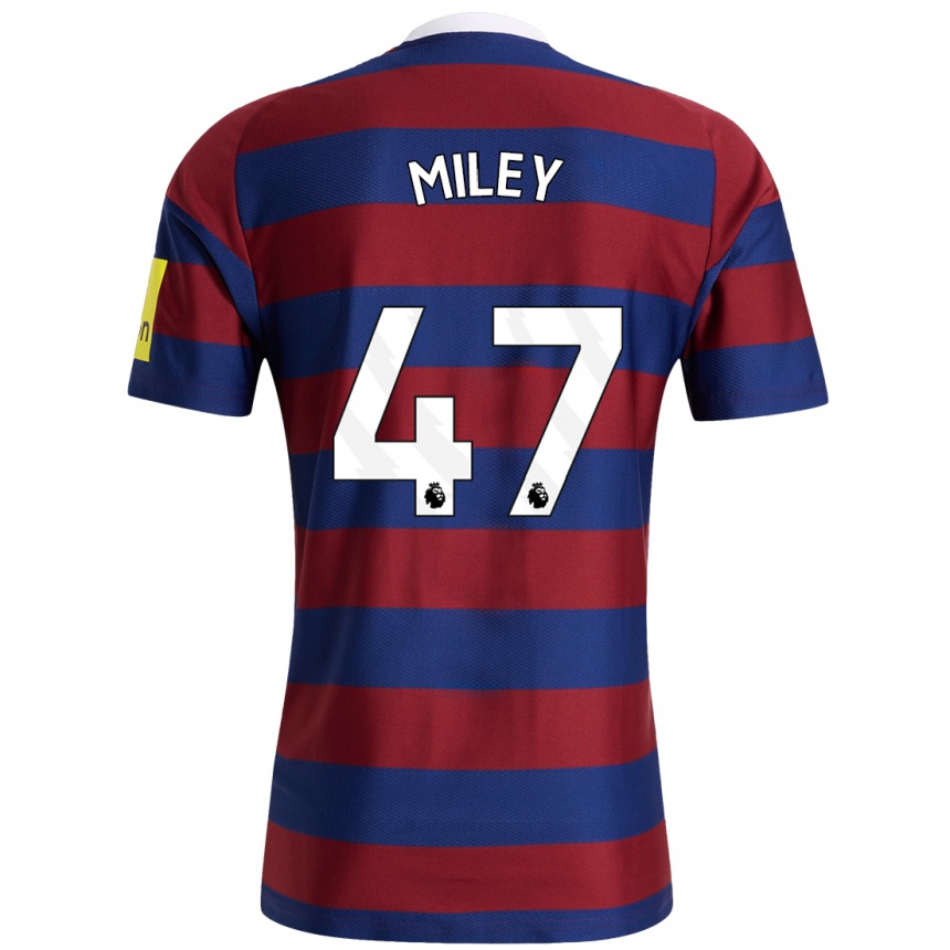 Niño Fútbol Camiseta Jamie Miley #47 Burdeos Azul Marino 2ª Equipación 2024/25