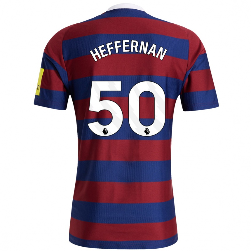 Niño Fútbol Camiseta Cathal Heffernan #50 Burdeos Azul Marino 2ª Equipación 2024/25