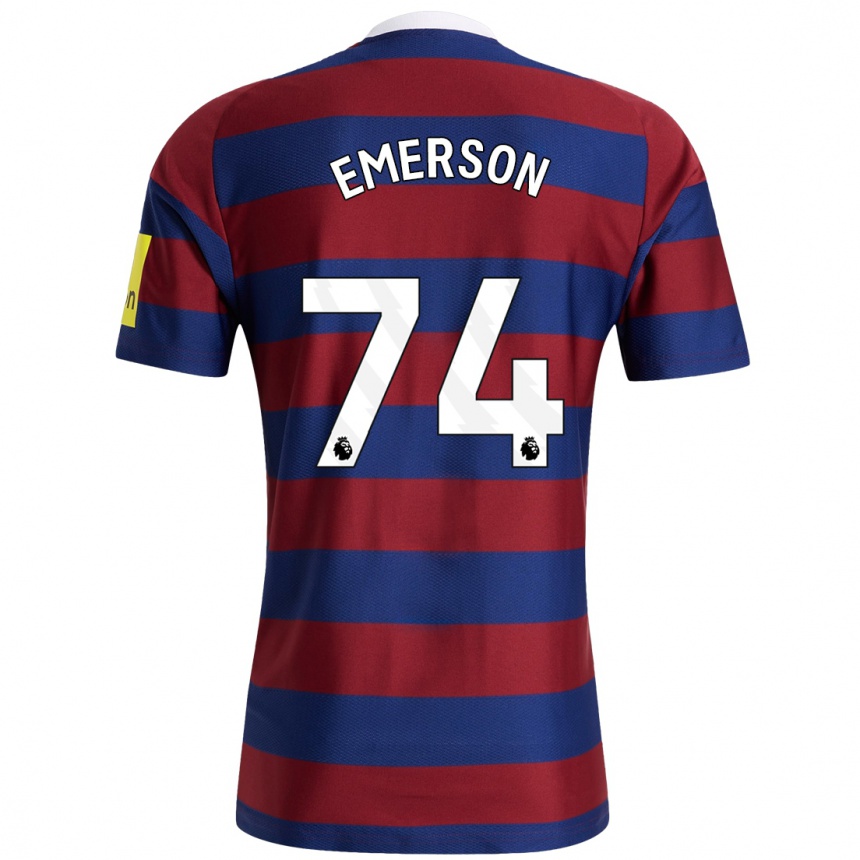 Niño Fútbol Camiseta Johnny Emerson #74 Burdeos Azul Marino 2ª Equipación 2024/25