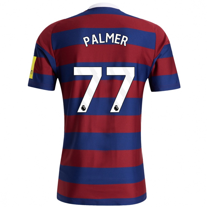 Niño Fútbol Camiseta Darren Palmer #77 Burdeos Azul Marino 2ª Equipación 2024/25