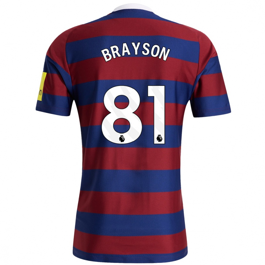 Niño Fútbol Camiseta Joe Brayson #81 Burdeos Azul Marino 2ª Equipación 2024/25