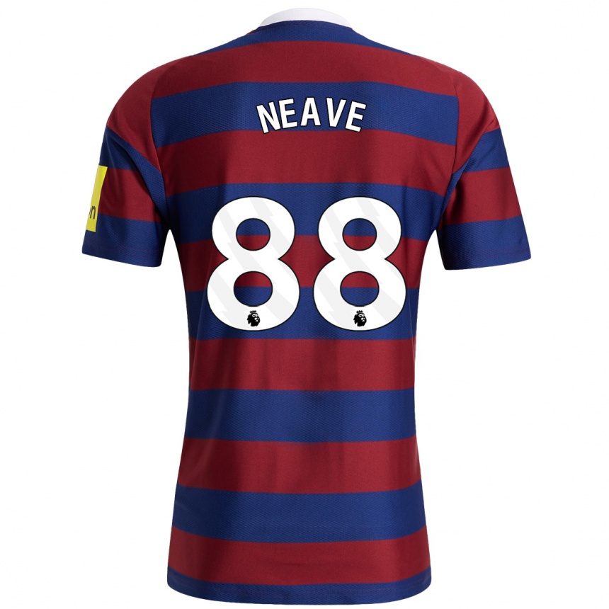 Niño Fútbol Camiseta Sean Neave #88 Burdeos Azul Marino 2ª Equipación 2024/25