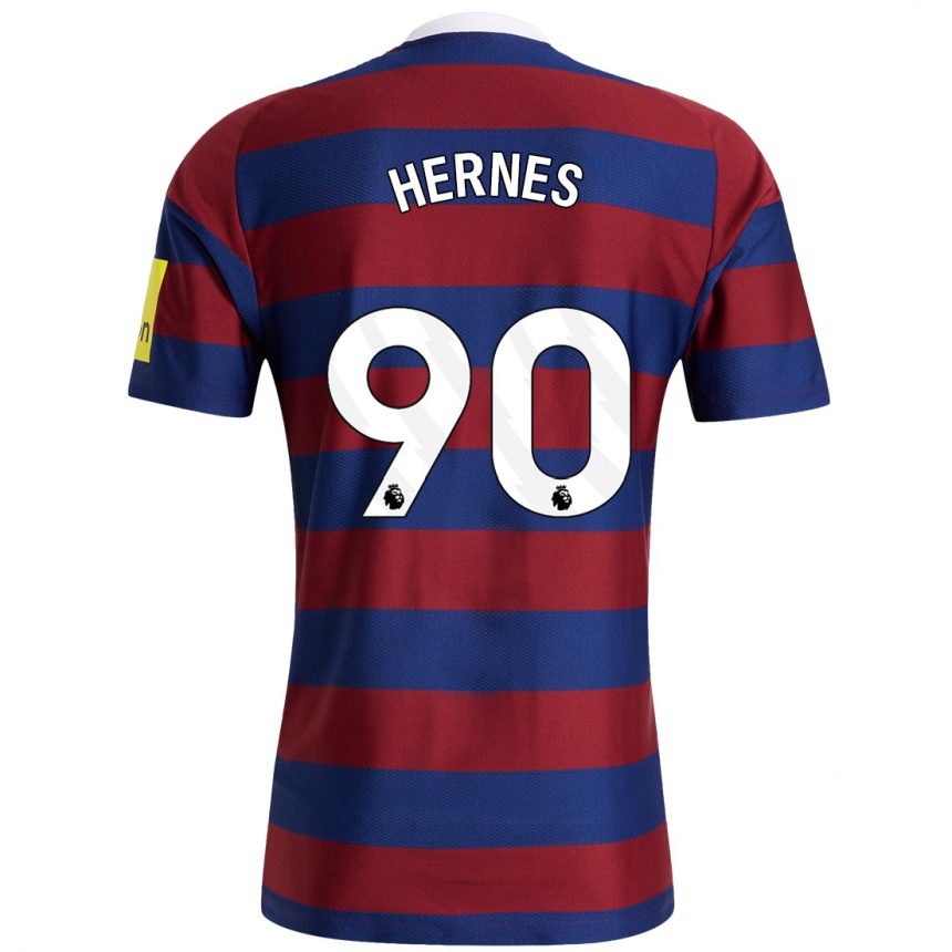 Niño Fútbol Camiseta Travis Hernes #90 Burdeos Azul Marino 2ª Equipación 2024/25