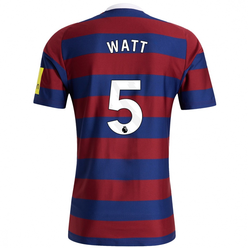 Niño Fútbol Camiseta Olivia Watt #5 Burdeos Azul Marino 2ª Equipación 2024/25