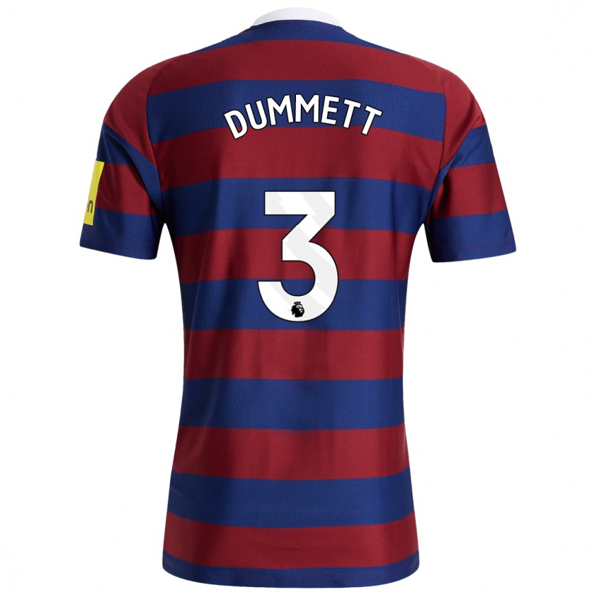 Niño Fútbol Camiseta Paul Dummett #3 Burdeos Azul Marino 2ª Equipación 2024/25