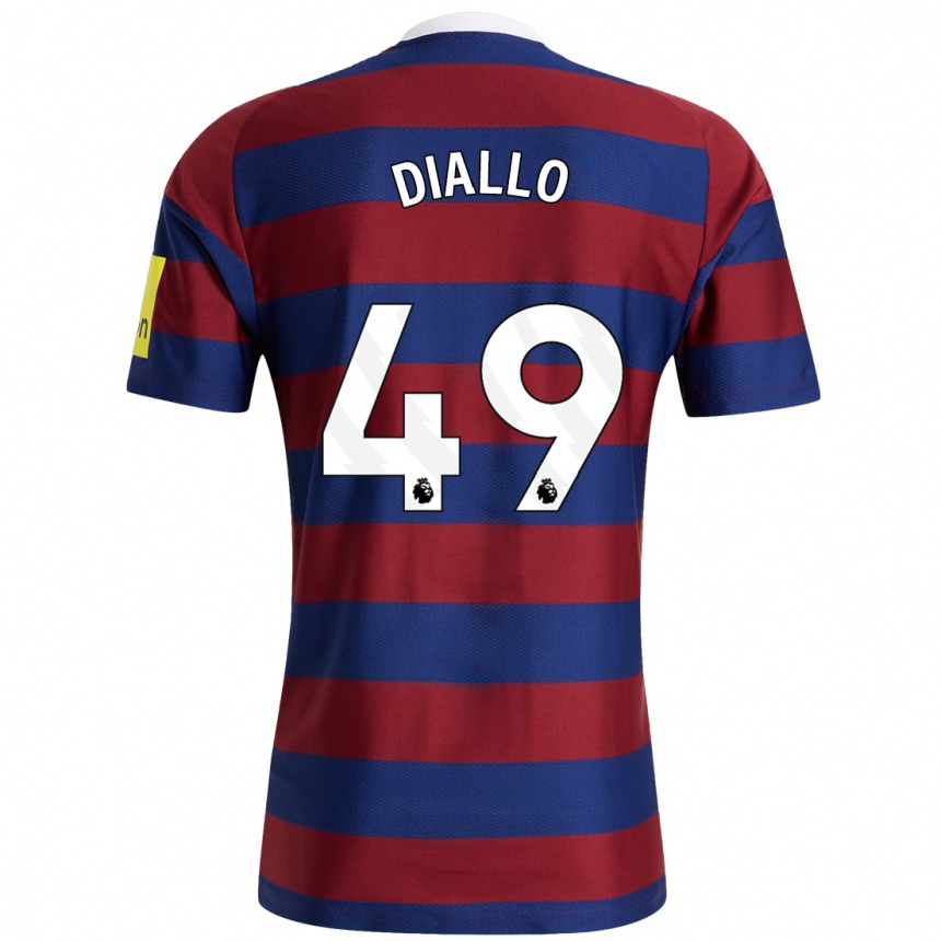 Niño Fútbol Camiseta Amadou Diallo #49 Burdeos Azul Marino 2ª Equipación 2024/25