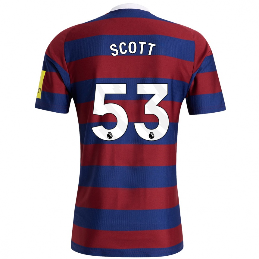 Niño Fútbol Camiseta Joshua Scott #53 Burdeos Azul Marino 2ª Equipación 2024/25