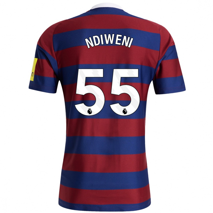 Niño Fútbol Camiseta Michael Ndiweni #55 Burdeos Azul Marino 2ª Equipación 2024/25