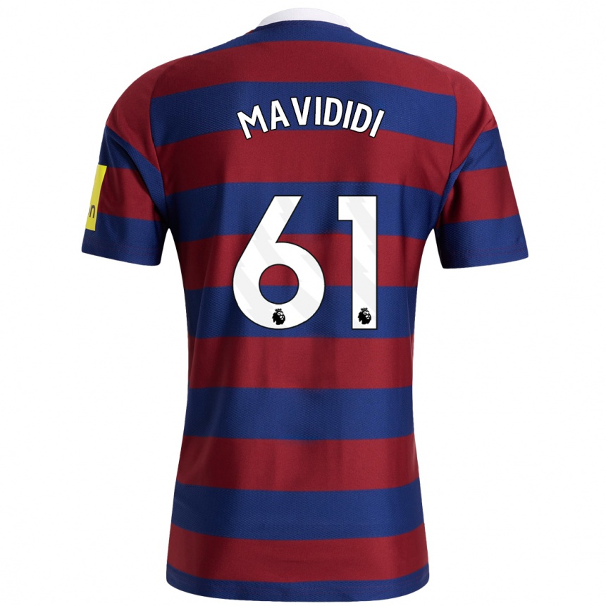 Niño Fútbol Camiseta Shaun Mavididi #61 Burdeos Azul Marino 2ª Equipación 2024/25