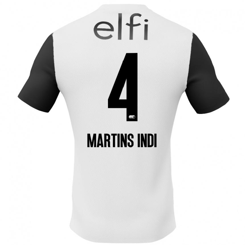 Niño Fútbol Camiseta Bruno Martins Indi #4 Blanco Negro 2ª Equipación 2024/25