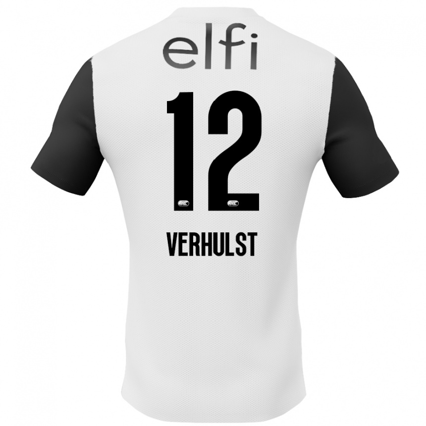 Niño Fútbol Camiseta Hobie Verhulst #12 Blanco Negro 2ª Equipación 2024/25