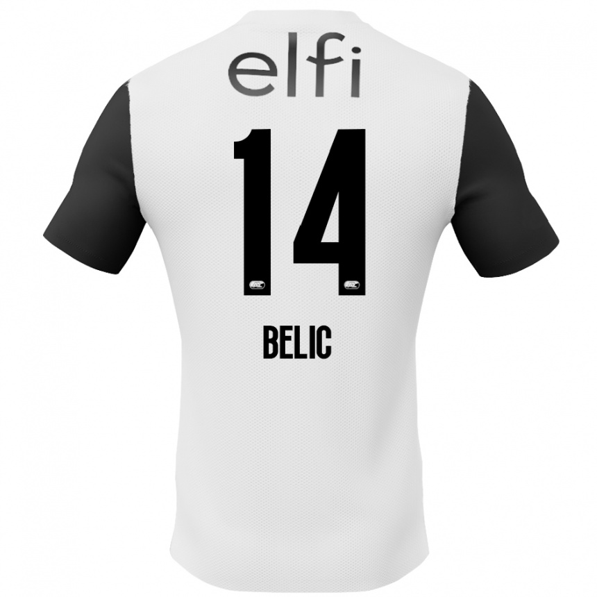 Niño Fútbol Camiseta Kristijan Belic #14 Blanco Negro 2ª Equipación 2024/25