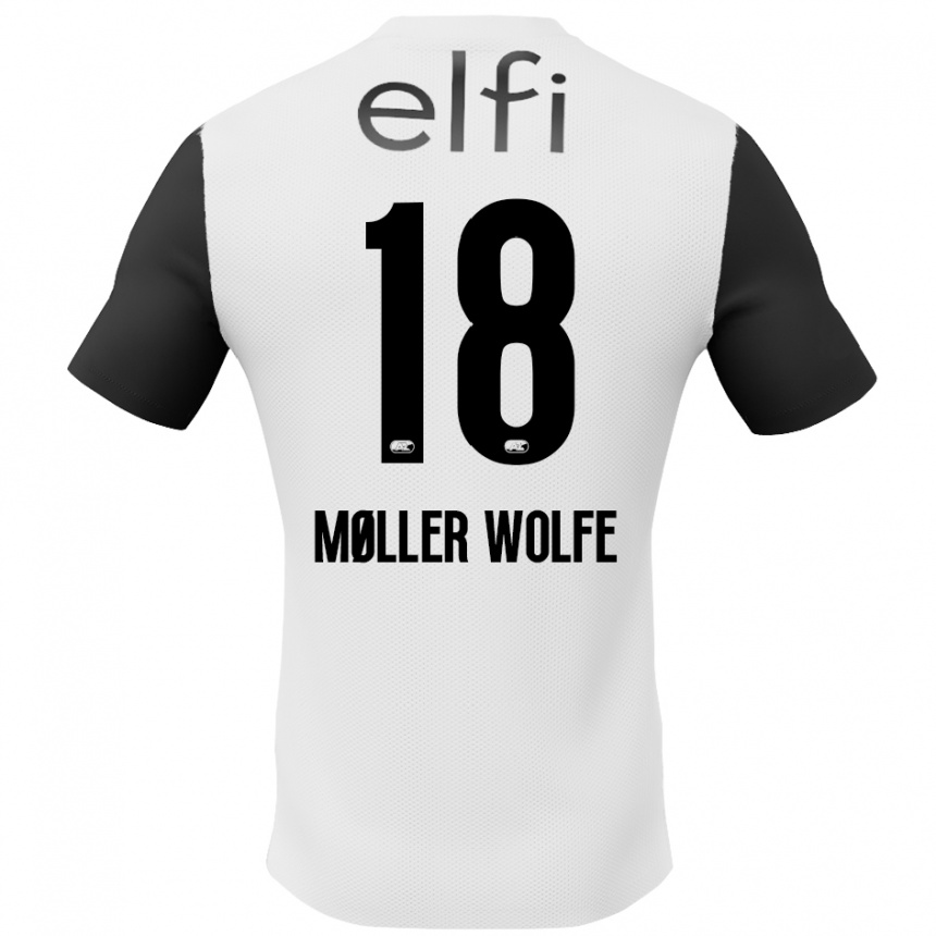 Niño Fútbol Camiseta David Møller Wolfe #18 Blanco Negro 2ª Equipación 2024/25