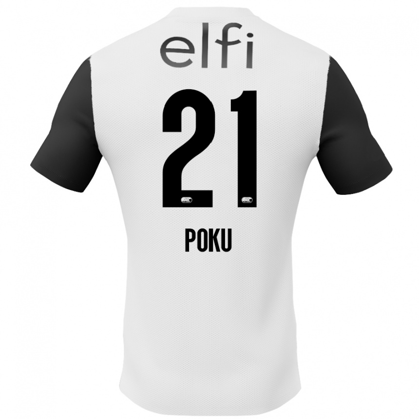 Niño Fútbol Camiseta Ernest Poku #21 Blanco Negro 2ª Equipación 2024/25