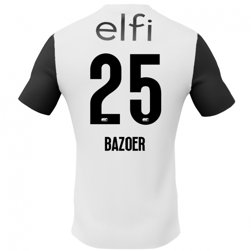 Niño Fútbol Camiseta Riechedly Bazoer #25 Blanco Negro 2ª Equipación 2024/25