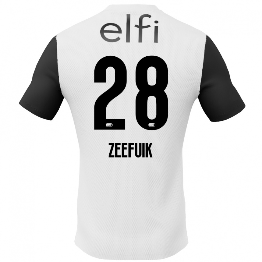 Niño Fútbol Camiseta Lequincio Zeefuik #28 Blanco Negro 2ª Equipación 2024/25