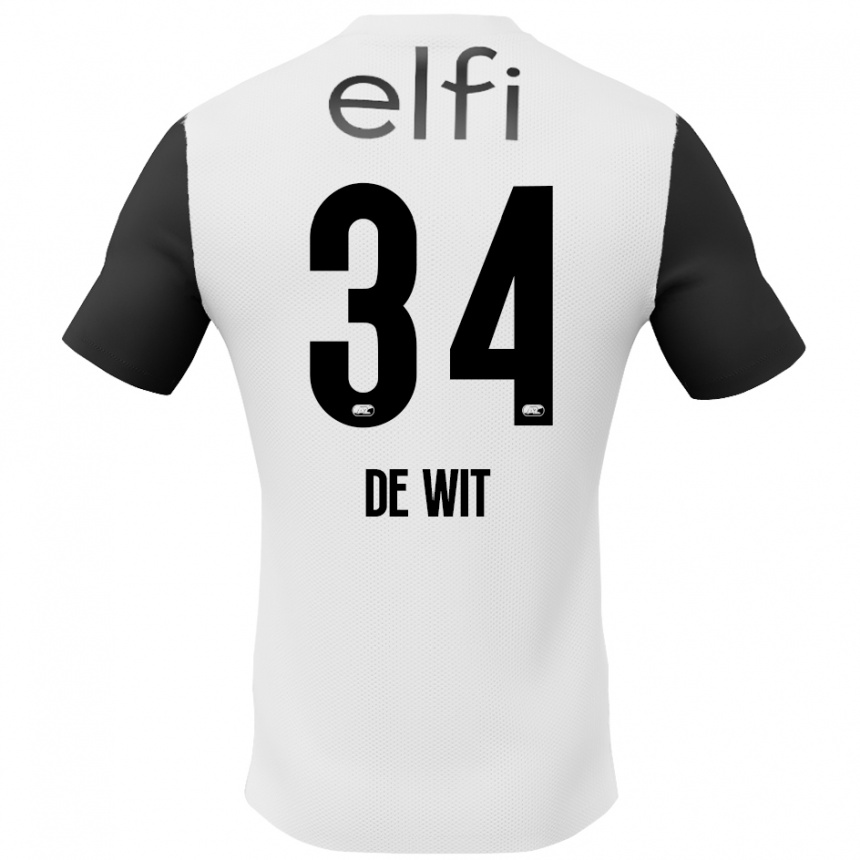 Niño Fútbol Camiseta Mees De Wit #34 Blanco Negro 2ª Equipación 2024/25