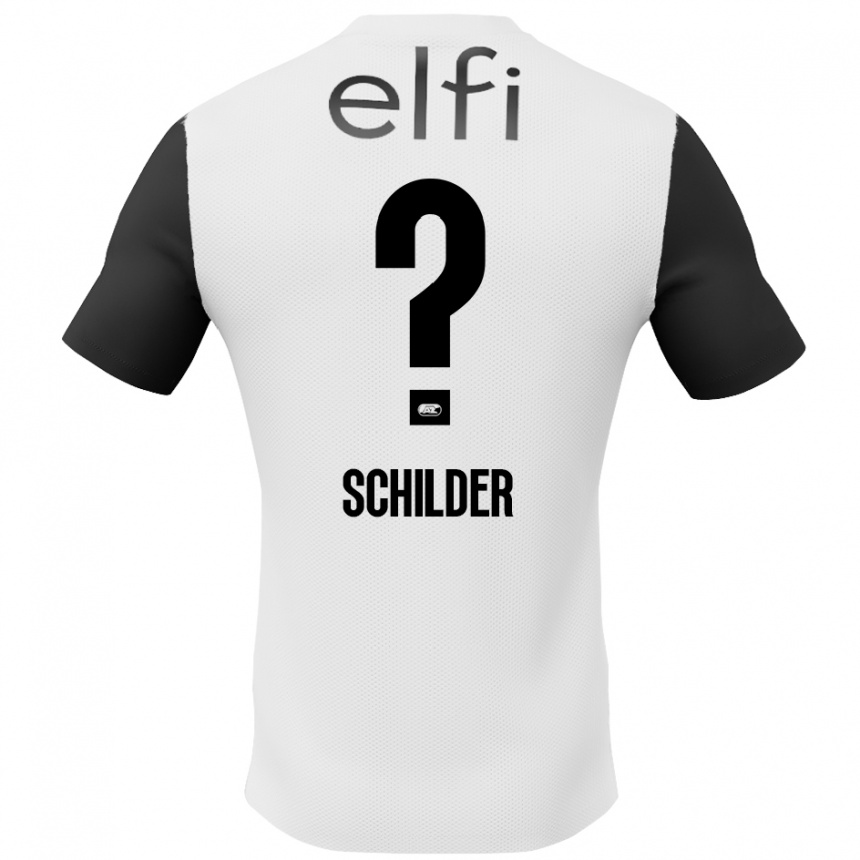 Niño Fútbol Camiseta Koen Schilder #0 Blanco Negro 2ª Equipación 2024/25